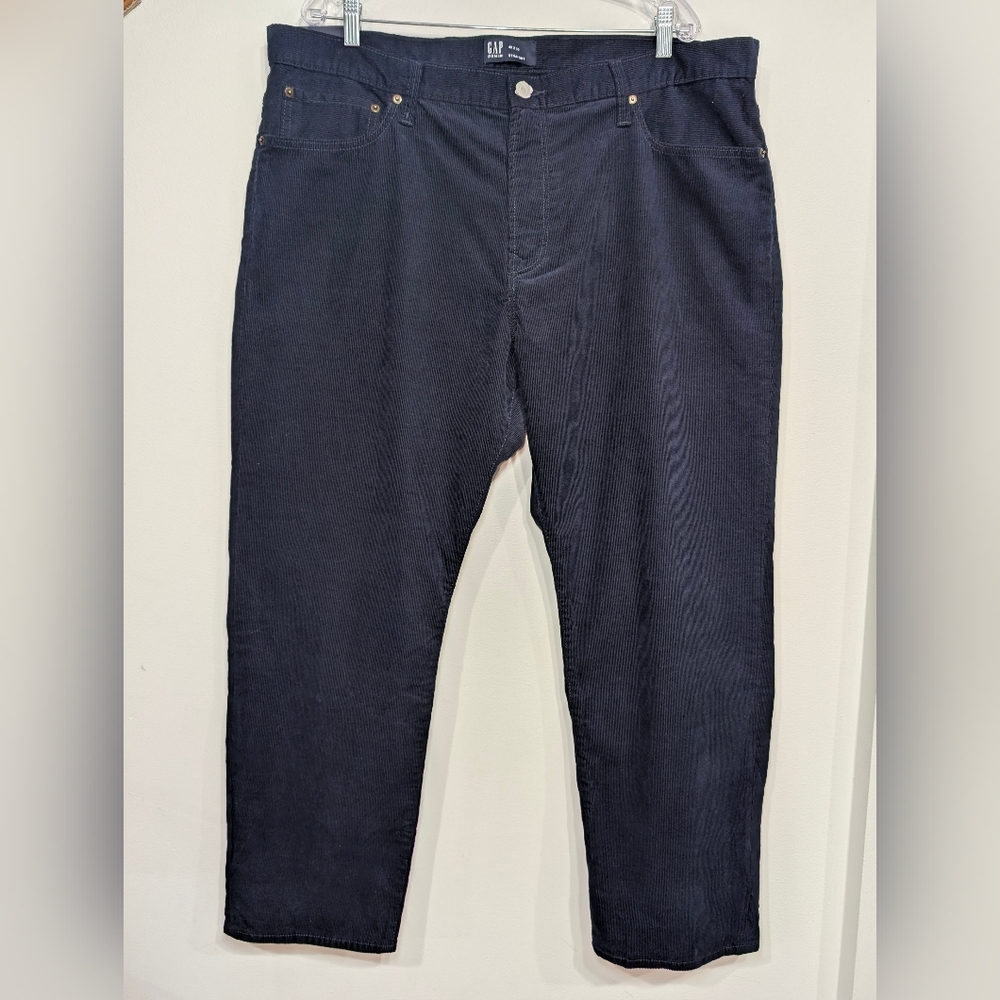 GAP Men's 40x30 Navy Blue Corduroy Relaxed Fit Straight Leg Pants 100% Cotton